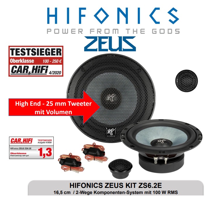 Kit Componenti Auto HIFONICS ZS5.2E, 13 Cm, 80W RMS, Tweeter In Tessuto - 4